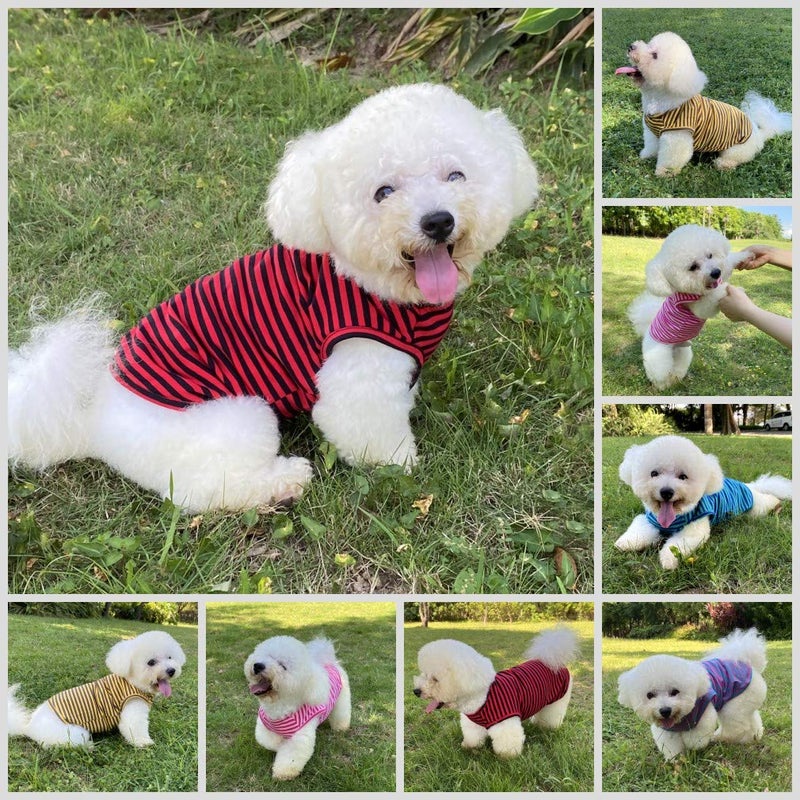LEVIBASIC Dog Shirts Cotton Striped T-Shirts, Breathable Basic Vest for Puppy and Cat, Super Soft Stretchable Doggy Tee Tank Top Sleeveless, Fashion & Cute Color for Boys and Girls (XXXL, Black+Red) - Image 5
